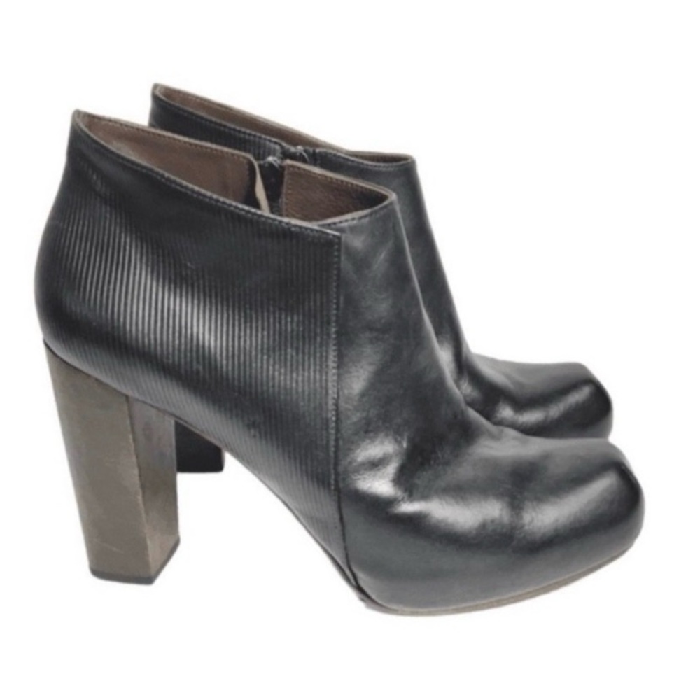 Coclico Made in Spain Platform Wooden Heels Leather Ankle Bootie 39.5 US 8.5-9